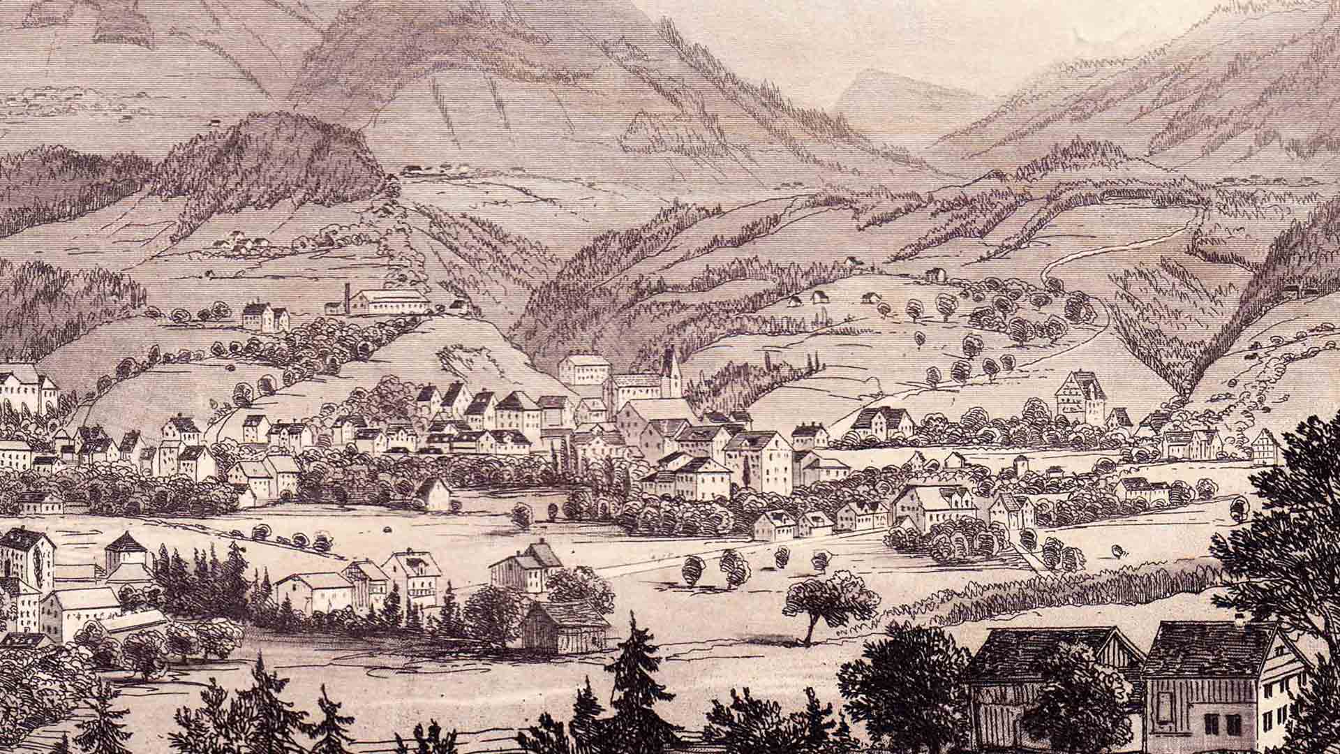 Wald ZH, historische Ansicht, Dampfbahn