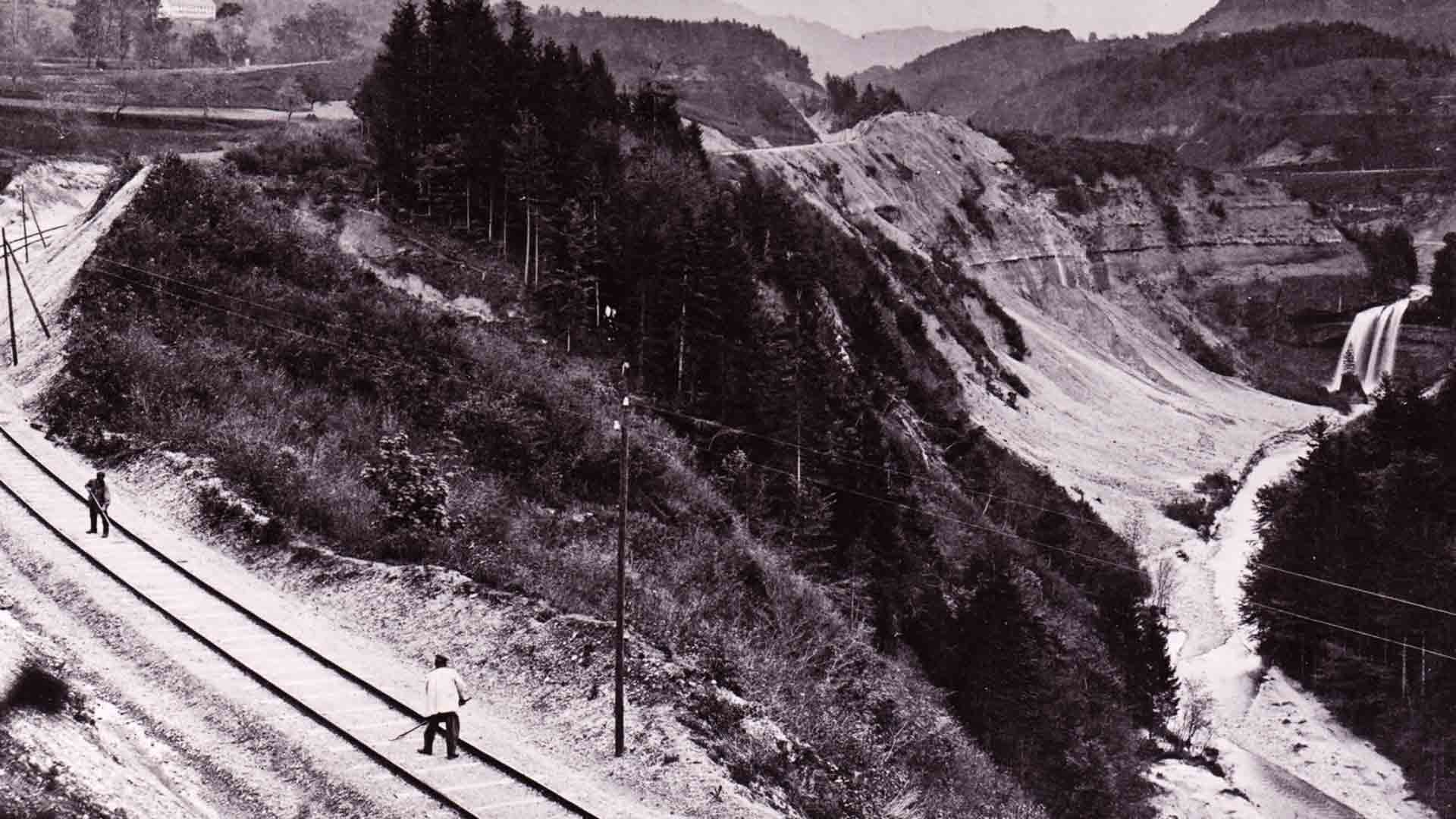 Wald ZH, historisches Foto, Grundtal, Bahnbau